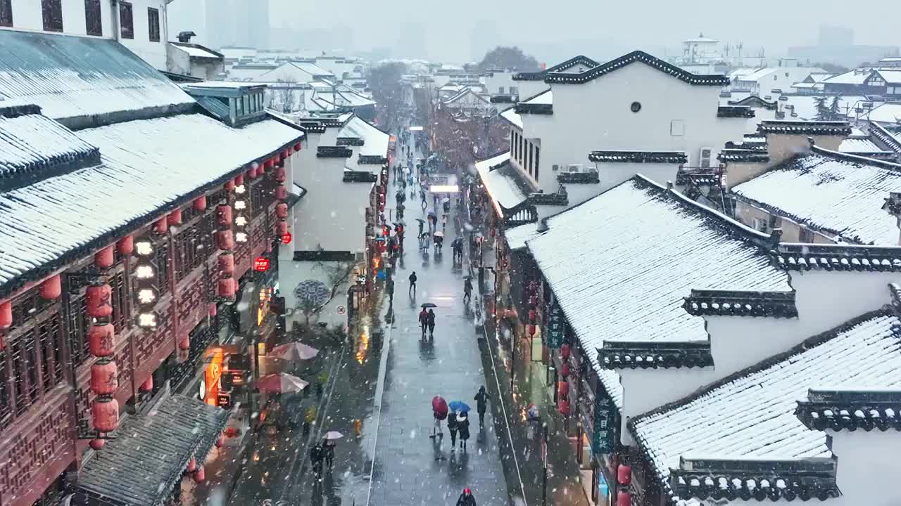冬天雪中的南京夫子廟視頻購買